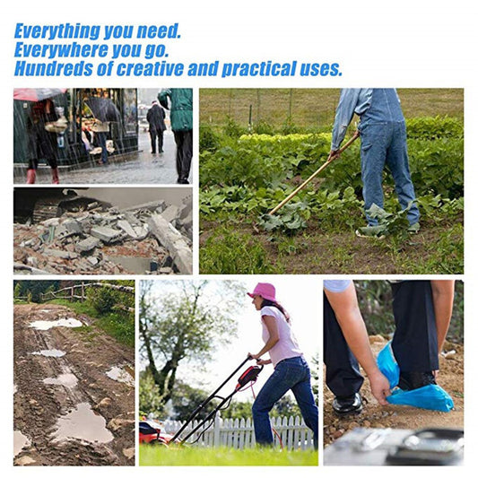 4912 Type Plastic Elastic Top Disposable Shoe Cover For Rainy Season (50 Pairs)