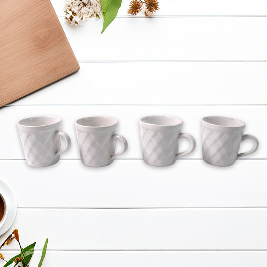 Unibic Ceramic Tea Cups With Plastic Leaf Shape Tray  Platter (6 Pcs Set)