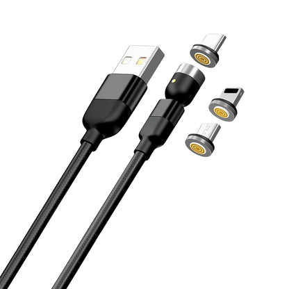 0301 3 In 1 Magnetic Usb Charging Cable  Usb-c Android And Lightning With Extra Protecting Nylon Strong Magnetic Cable With Full Rotation Support Fast Charging