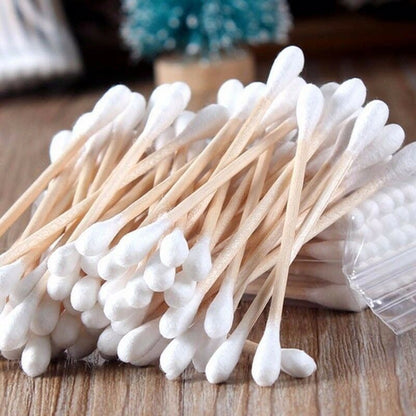 6016 Cotton Swabs Bamboo With Wooden Handles For Makeup Clean Care Ear Cleaning Wound Care Cosmetic Tool Double Head Biodegradable Eco Friendly (Pack Of 20)