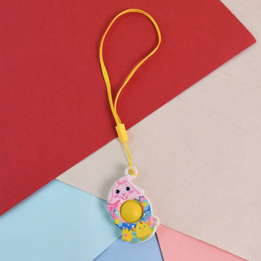 Mini Cartoon Chick-shaped Push Pop Fidget Toy With Hanging Strap (1 Pc)