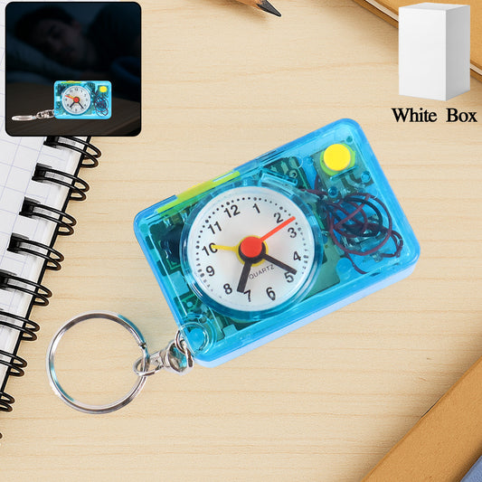 Mini Alarm Clock Keychain  1pc Portable Quartz Analog Clock Key Ring