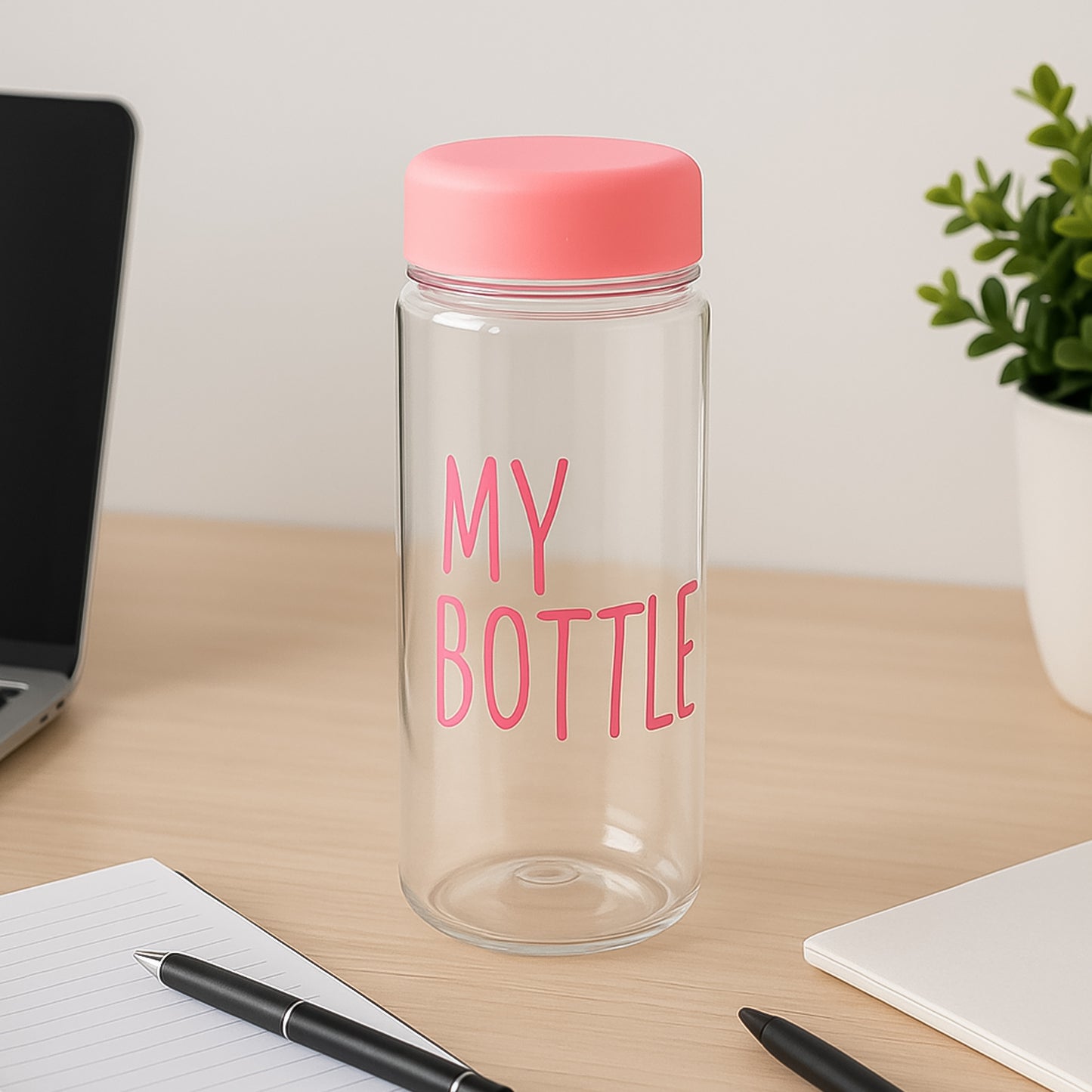 350 Ml Approx Transparent Plastic Water Bottle With Leakproof Lid (1 Pc)