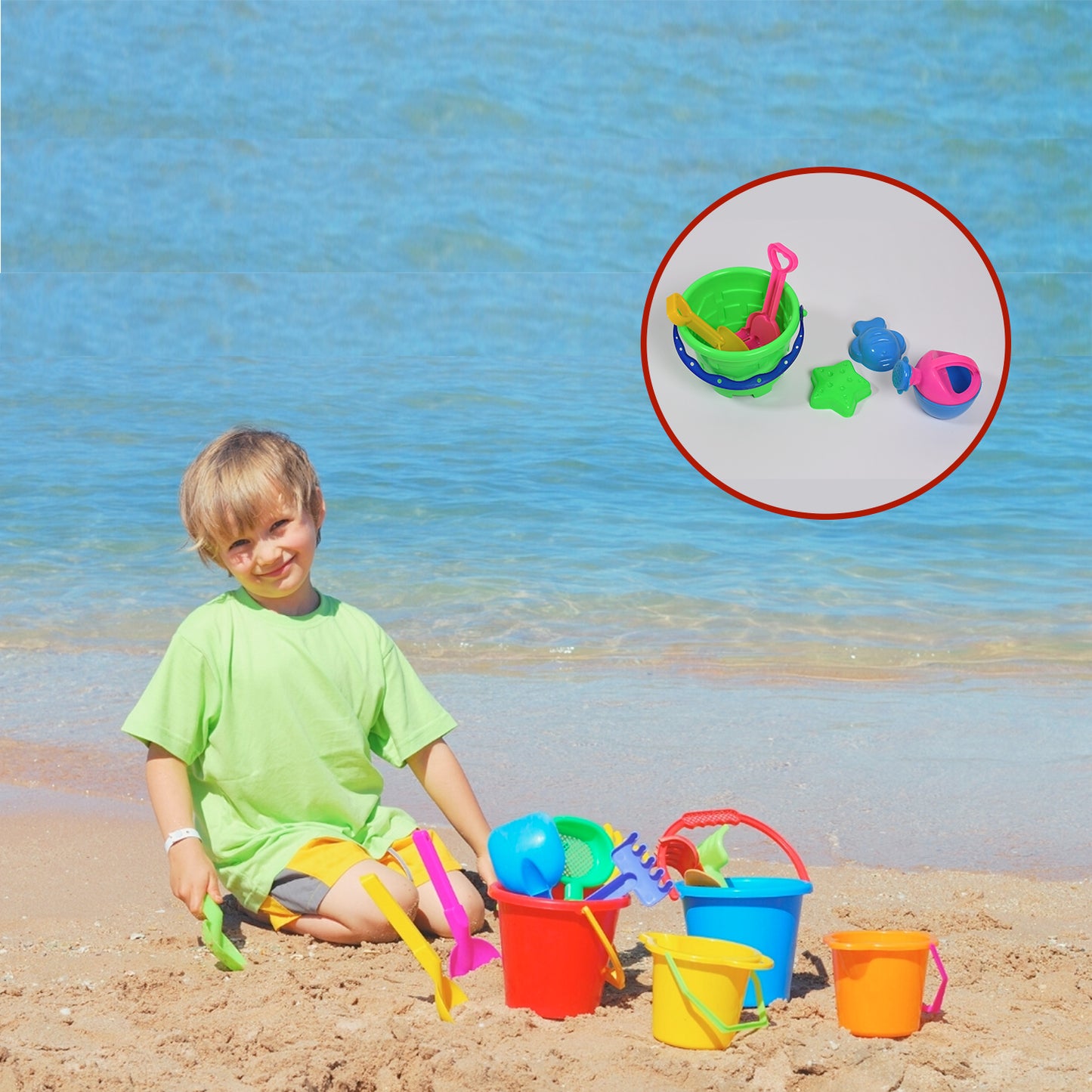 4486 Sand Game Castle Building Plastic Beach Toy Set For Kids Summer Fun Creative Activity Playset Gardening Tool With Accessories  Bucket-pack Of 6 Pcs