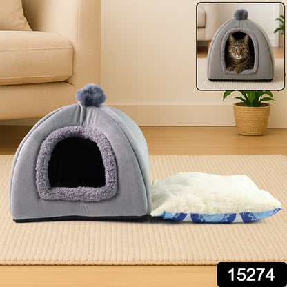 Luxury Soft Plush Indoor Cat  Small Pet Tent Bed House With Removable Cushion
