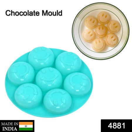 4881 7cavity Smiley Shape Chocolate Mold Tray Cake Baking Mold Flexible Silicone Chocolate Making Tool