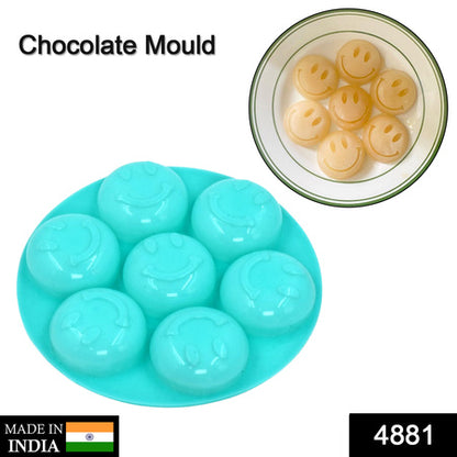 4881 7cavity Smiley Shape Chocolate Mold Tray Cake Baking Mold Flexible Silicone Chocolate Making Tool