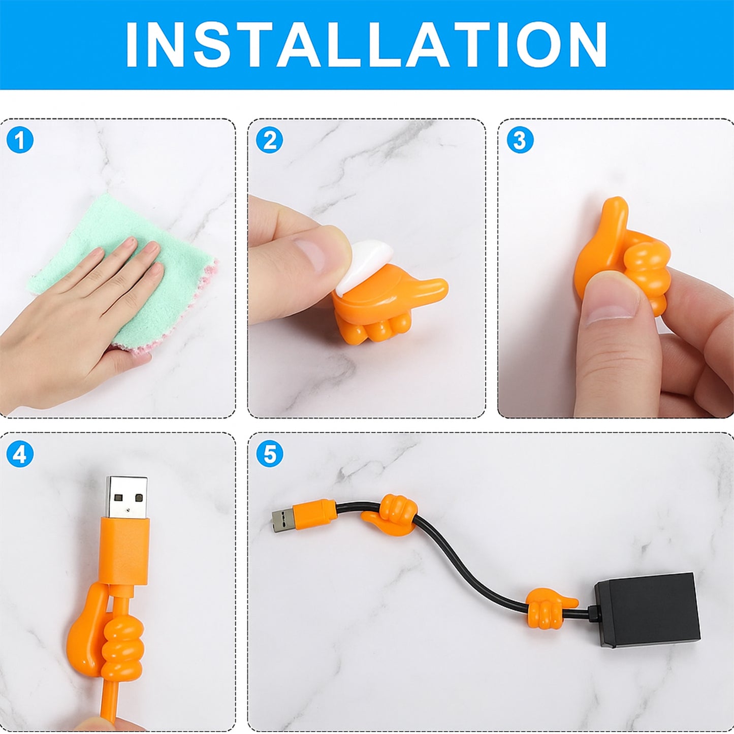 Orange Multifunctional Multi Functional Hand Shape Wall Clip Hanger Keys Cable Holder