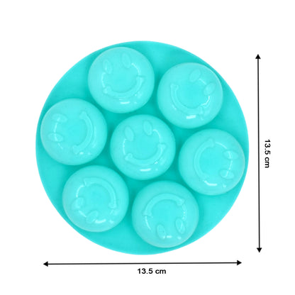4881 7cavity Smiley Shape Chocolate Mold Tray Cake Baking Mold Flexible Silicone Chocolate Making Tool