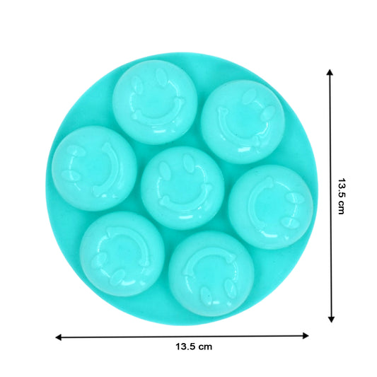 4881 7cavity Smiley Shape Chocolate Mold Tray Cake Baking Mold Flexible Silicone Chocolate Making Tool
