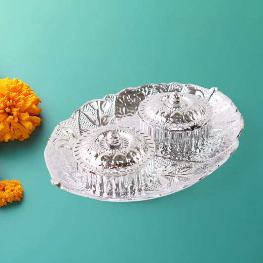 Leaf Shape Special Puja Thali (1 Pc  Mix Design)