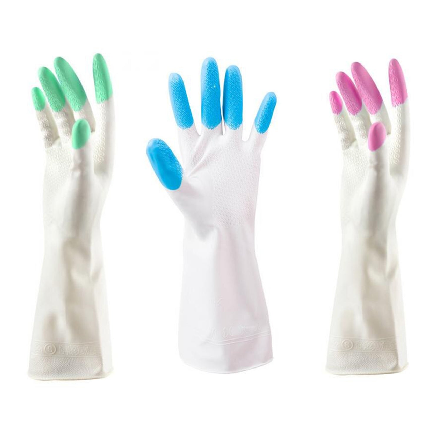 4934 Reusable Rubber Latex Pvc Flock Lined Elbow Length Hand Gloves Cleaning Gloves