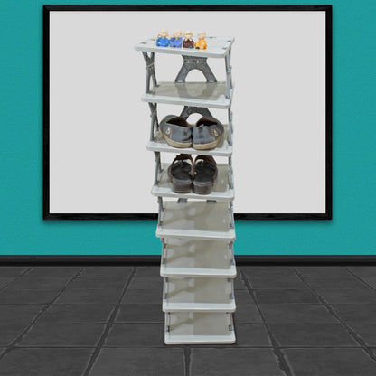 Smart Shoe Rack Shoes Stand Multifunctional Entryway Foldable  Collapsible Door Shoe Rack Free Standing Heavy Duty Plastic Shoe Shelf Storage Organizer Narrow Footwear Home (1 Pc 4 Layer 6 Layer 8 Layer)