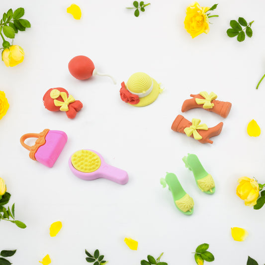 Fancy  Stylish Colorful Erasers Mini Eraser Creative Cute Novelty Eraser For Children Different Designs  Mix Eraser Set For Return Gift Birthday Party School Prize Cookware Shaped Makeup Set Eraser (9 Pc  8 Pc Set)