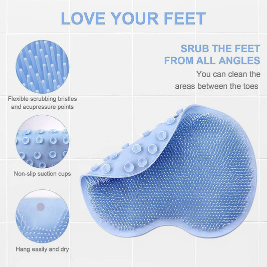 9310 Silicone Bath Massage Cushion With Suction Cup Shower Foot Scubber Brush Foot Bath Mat Scrubber Anti-slip Exfoliating Dead Skin Massage Pad Lazy Wash Feet Bathroom Mat