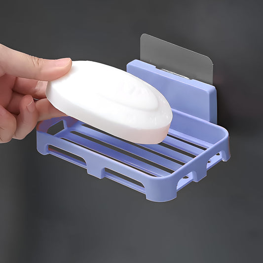 4194 Soap Dish Holder For Bathroom Shower Wall Mounted Self Adhesive Soap Holder Saver Tray-plastic Sponge Holder For Kitchen Storage Rack Soap Box (Plastic Box)