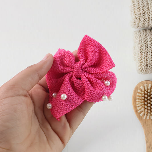 Hair Bow Knot Clip Suitable For Girls (6 Pc  Multicolour  Mix Design) Hair Accessories