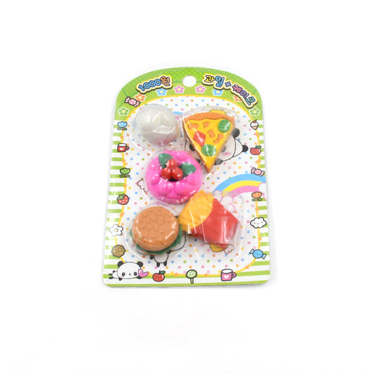 18034 3d Food Shape Fancy  Stylish Colorful Erasers Mini Eraser Creative Cute Novelty Eraser For Children Eraser Set For Return Gift Birthday Party School Prize(5 Pcs Set)
